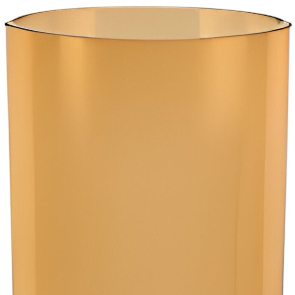 11" Amber And Clear Cylinder Lead Free Crystal Table Vase-Vases-DECOROLALA