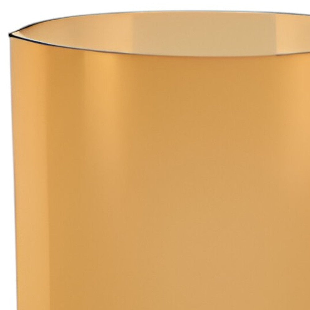 11" Amber And Clear Cylinder Lead Free Crystal Table Vase-Vases-DECOROLALA