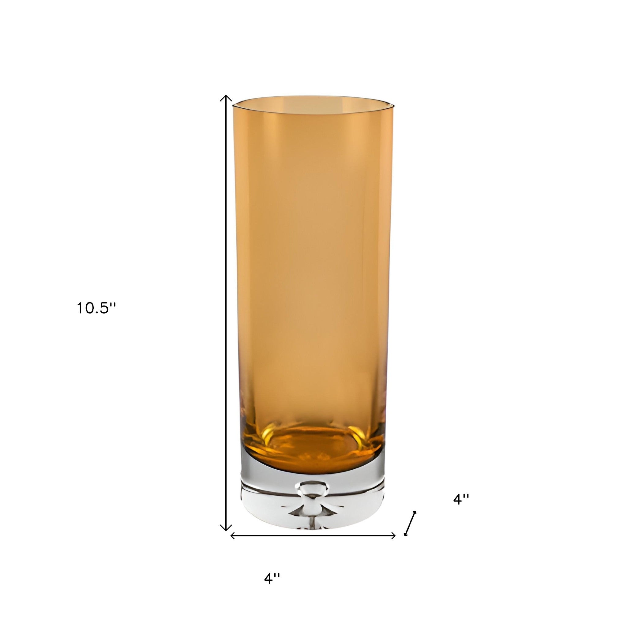 11" Amber And Clear Cylinder Lead Free Crystal Table Vase-Vases-DECOROLALA