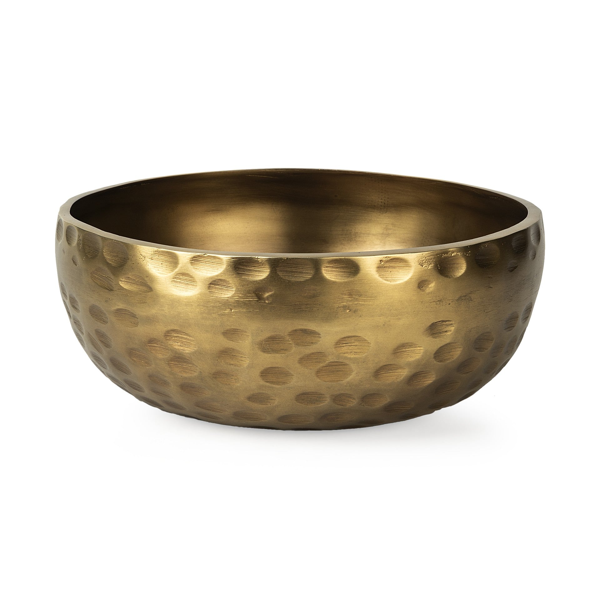 11" Antiqued Brass Hammered Artisan Round Centerpiece Bowl-Serving Bowls-DECOROLALA