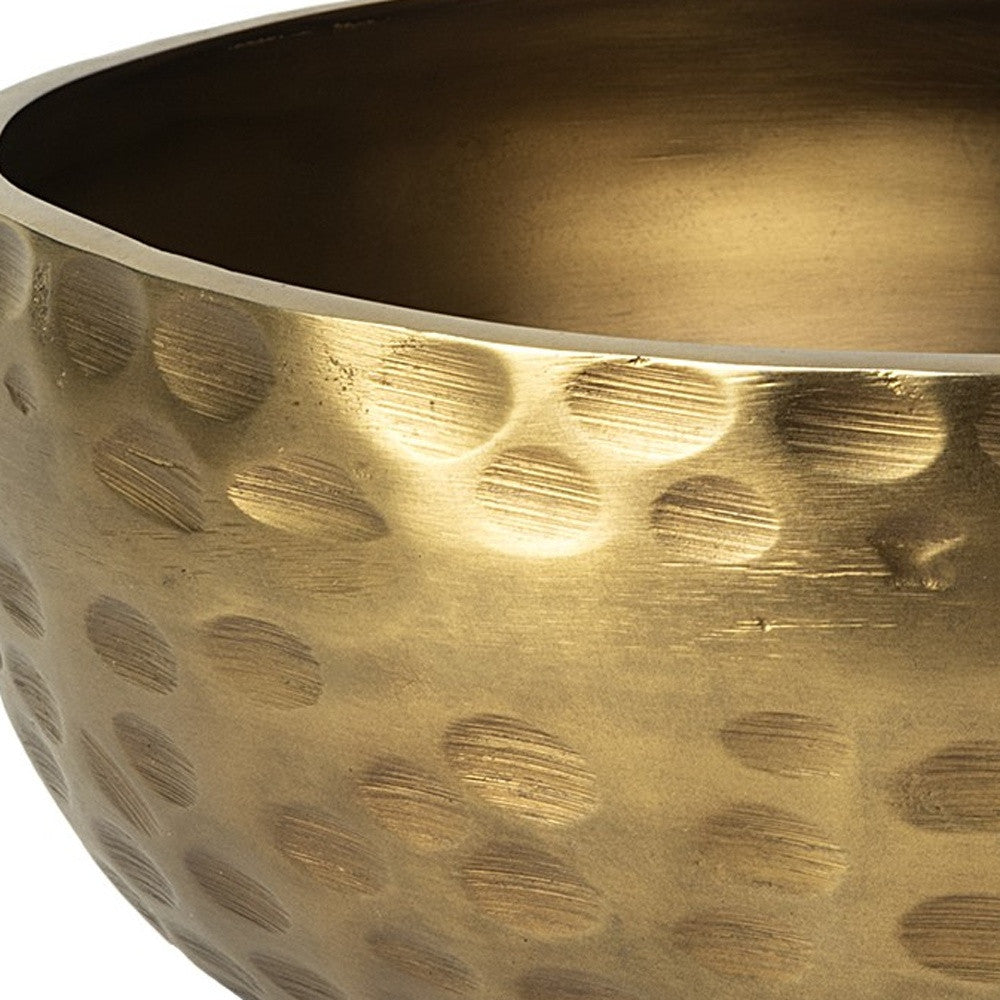11" Antiqued Brass Hammered Artisan Round Centerpiece Bowl-Serving Bowls-DECOROLALA