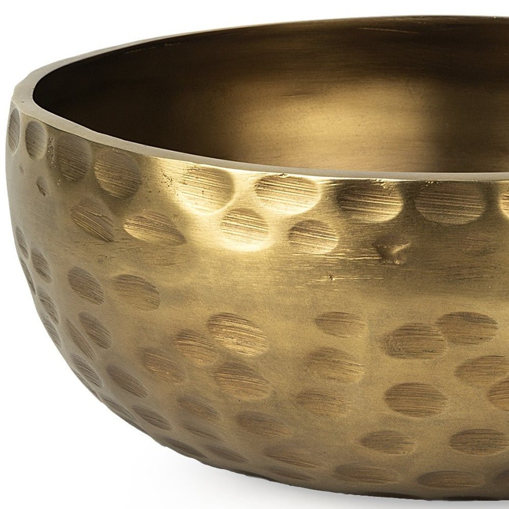 11" Antiqued Brass Hammered Artisan Round Centerpiece Bowl-Serving Bowls-DECOROLALA