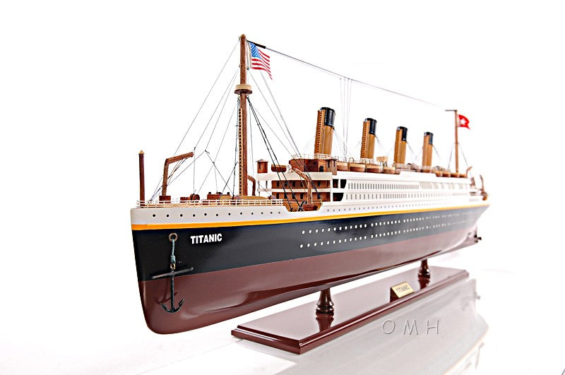 11" Black and Red 1912 RMS Titanic Medium Boat Hand Painted Decorative Boat-Sculptures-DECOROLALA