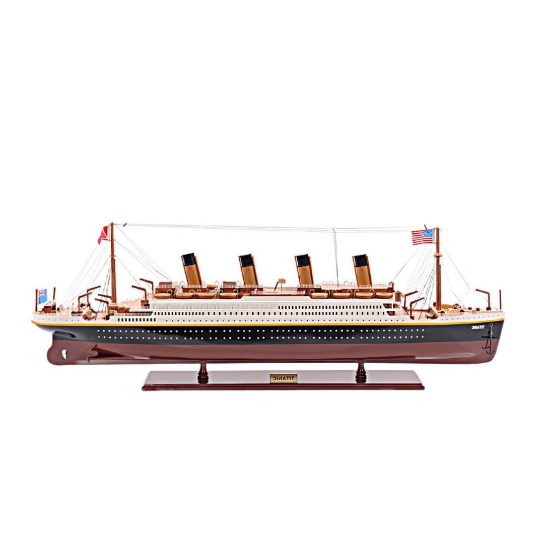 11" Black and Red 1912 RMS Titanic Medium Boat Hand Painted Decorative Boat-Sculptures-DECOROLALA