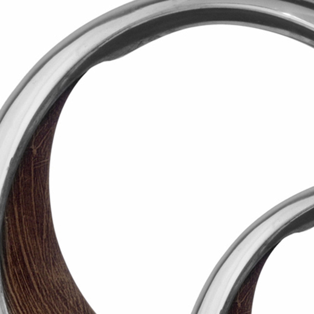 11" Brown and Silver Aluminum Circular Decorative Bowl-Sculptures-DECOROLALA