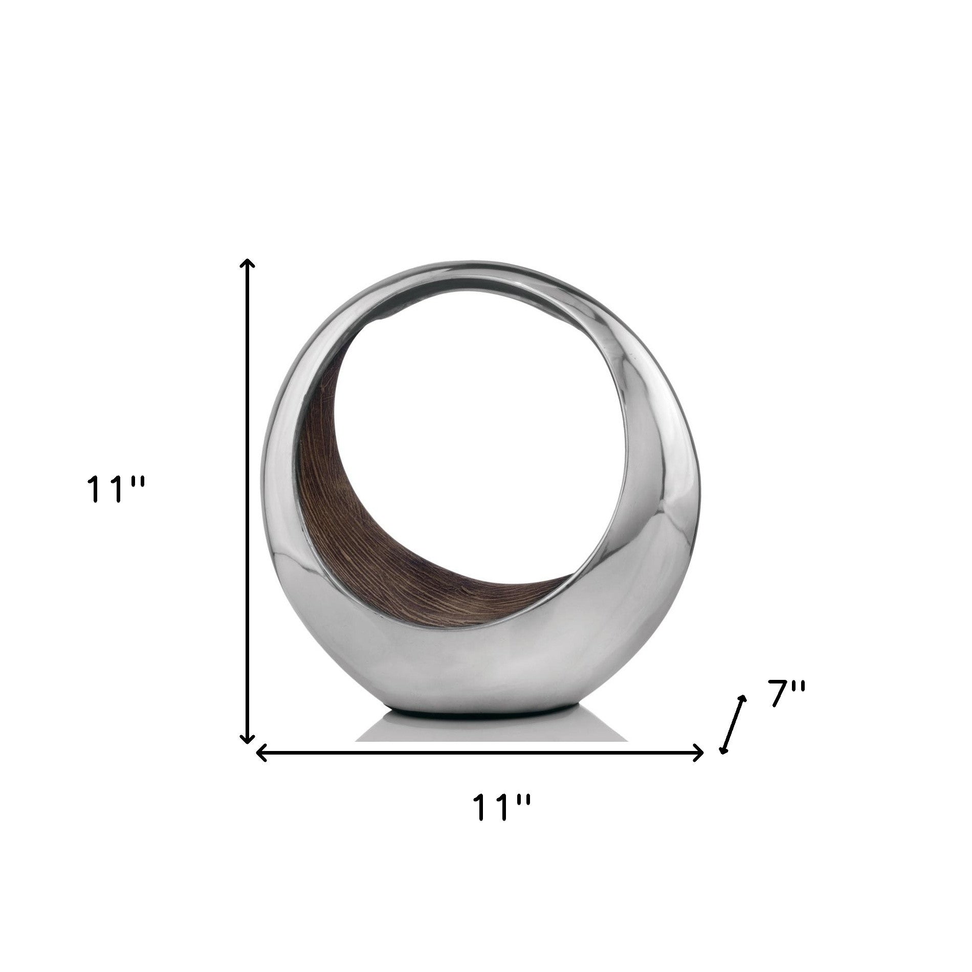 11" Brown and Silver Aluminum Circular Decorative Bowl-Sculptures-DECOROLALA