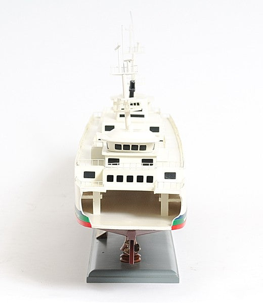 11" Brown and White Washington Ferry Boat Hand Painted Decorative Boat-Sculptures-DECOROLALA