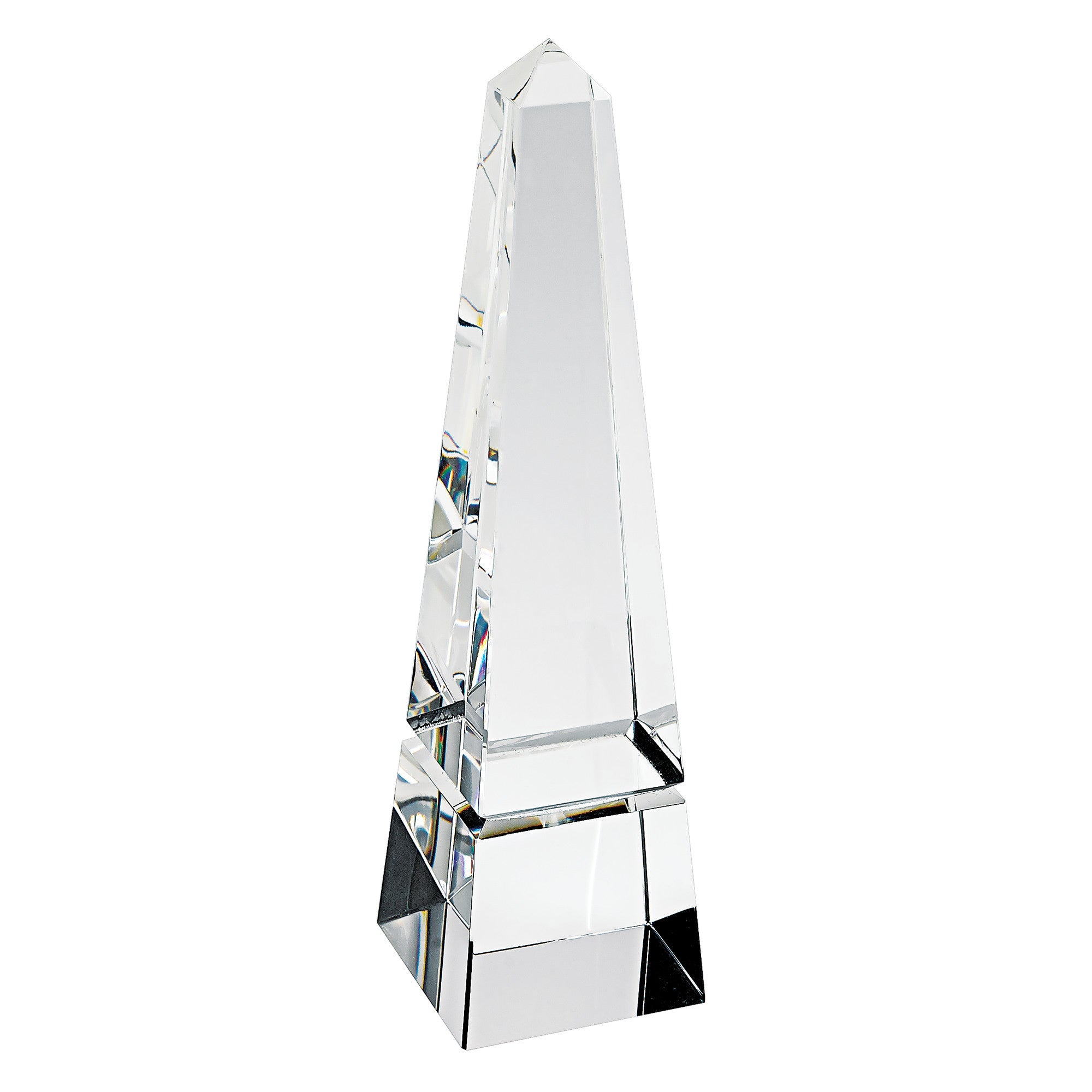 11" Clear Crystal Obelisk Statue-Sculptures-DECOROLALA