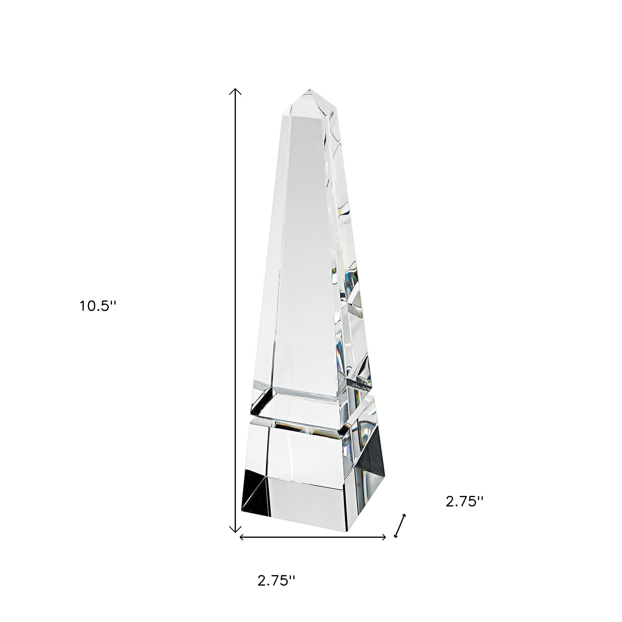 11" Clear Crystal Obelisk Statue-Sculptures-DECOROLALA