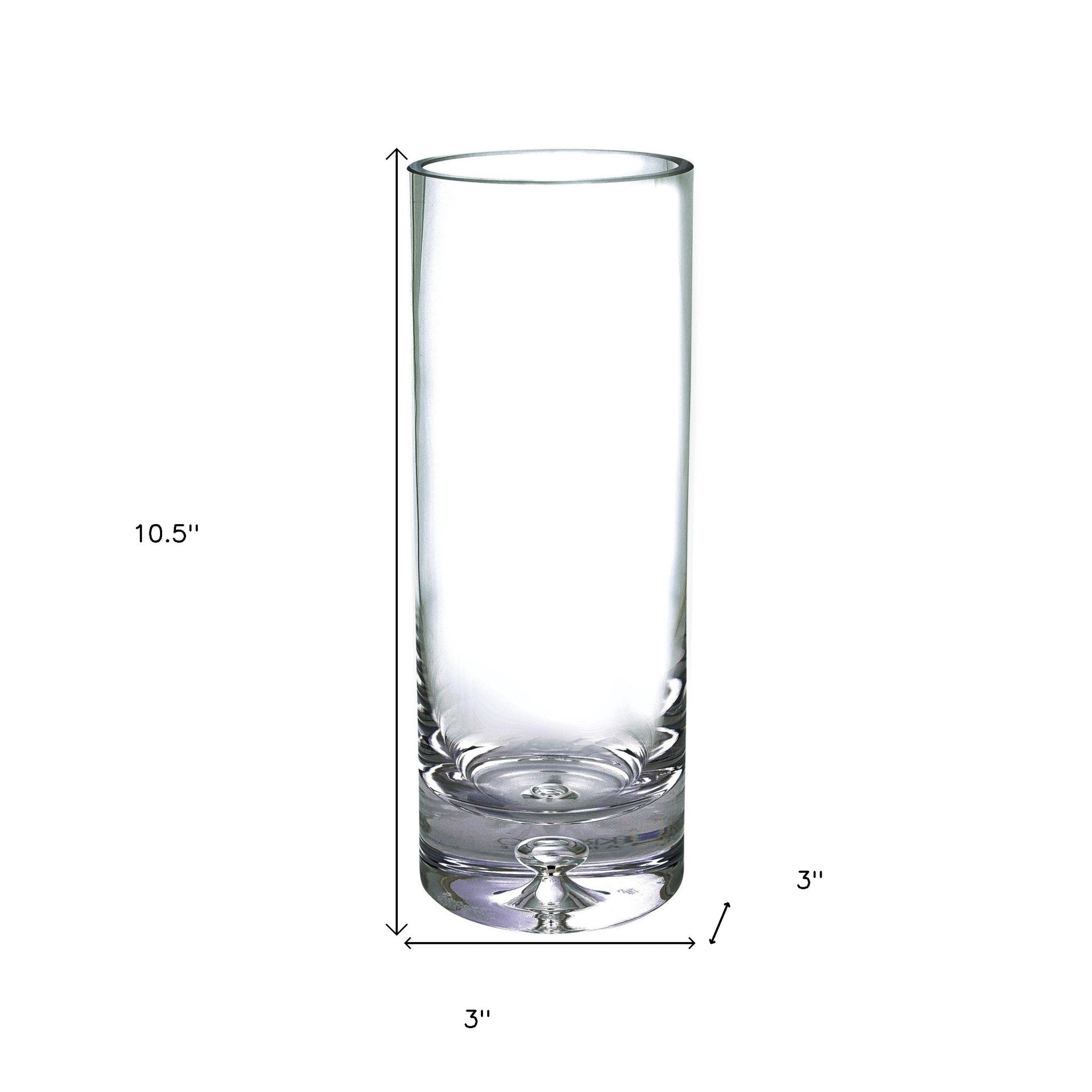 11" Clear Cylinder Crystal Table Vase-Vases-DECOROLALA