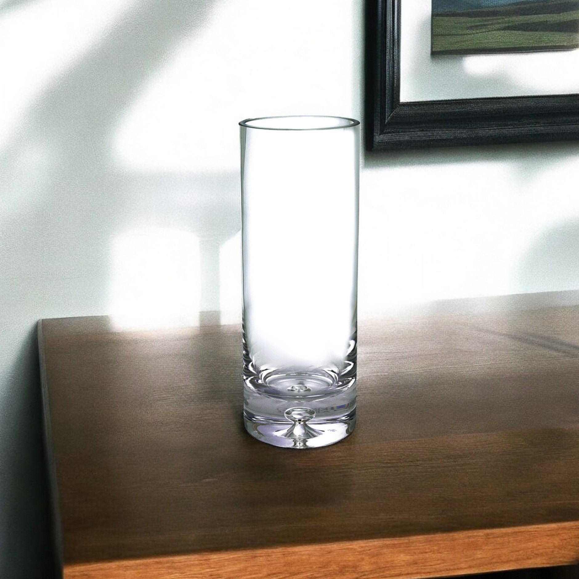 11" Clear Cylinder Crystal Table Vase-Vases-DECOROLALA