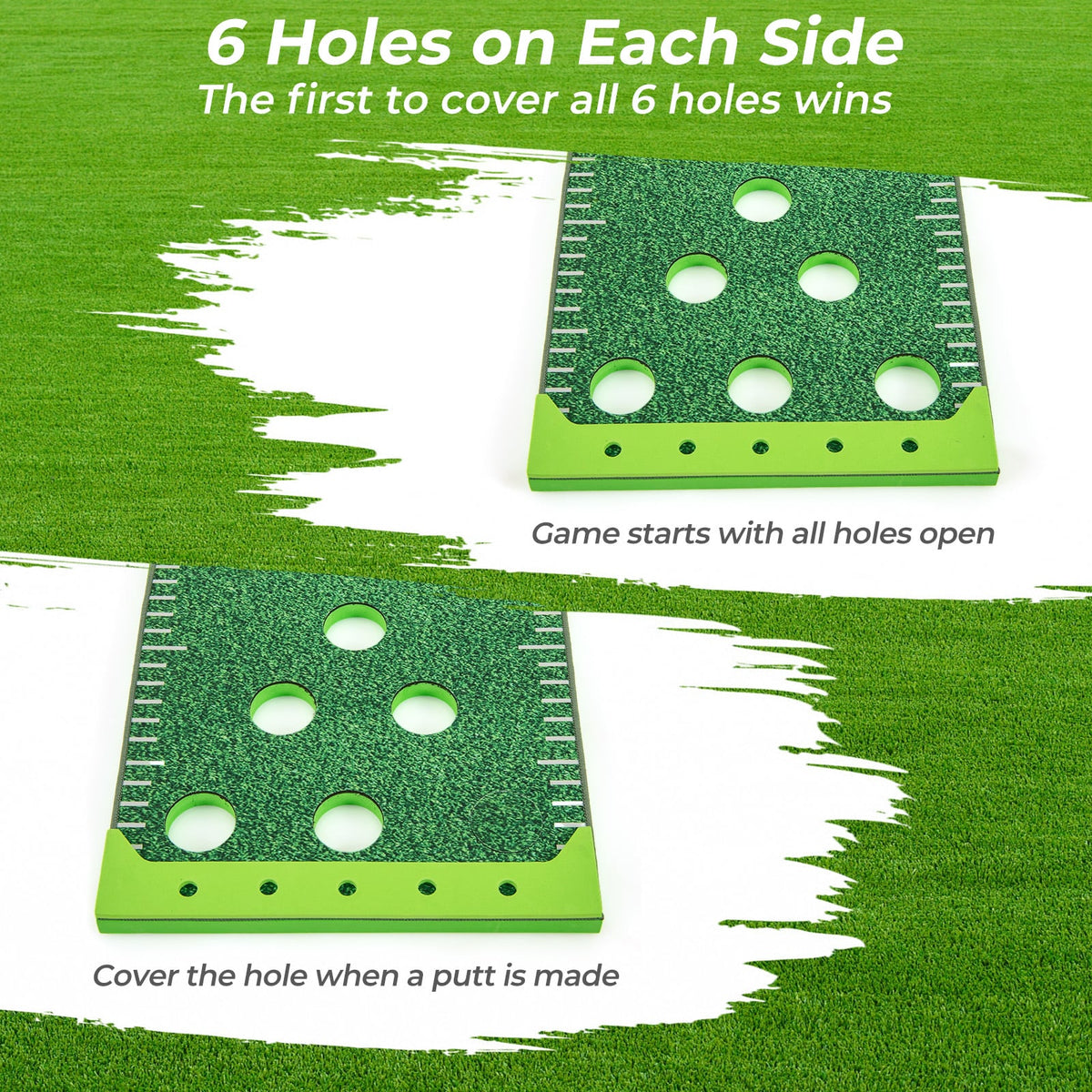 11 FT Putting Green Mat with 2 Adjustable Putters and 6 Balls-Golf-DECOROLALA