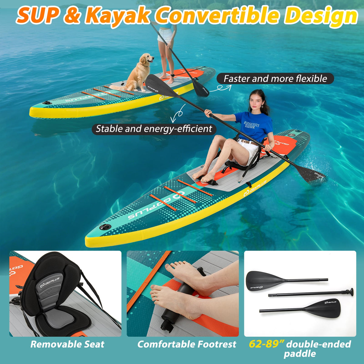 11 Feet Inflatable Stand Up Paddle Board with Kayak Seat for Adults-L-Surfing-DECOROLALA
