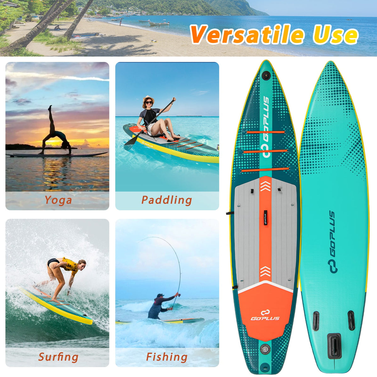 11 Feet Inflatable Stand Up Paddle Board with Kayak Seat for Adults-L-Surfing-DECOROLALA