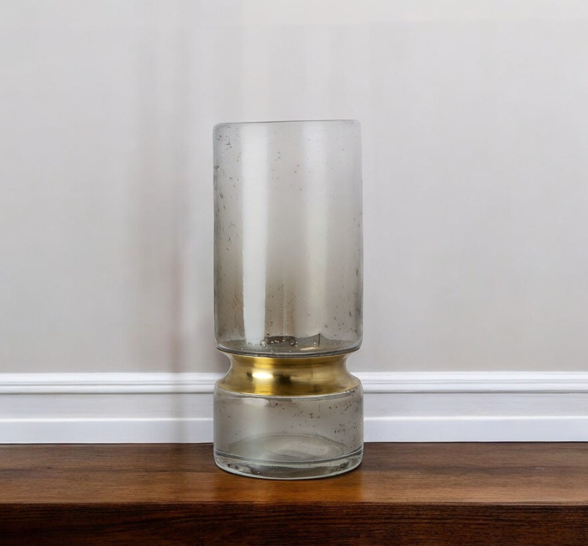 11" Gold Abstract Cylinder Crystal Glass Table Vase-Vases-DECOROLALA