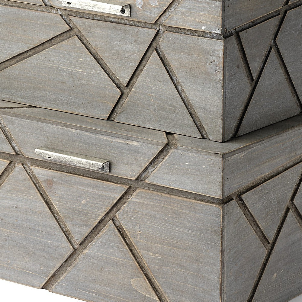 11" Gray Solid Wood Box With Lid-Organizers-DECOROLALA