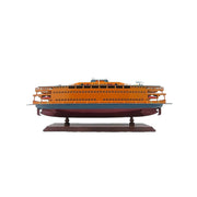 11" Maroon Staten Island Ferry Boat Hand Painted Decorative Boat-Sculptures-DECOROLALA