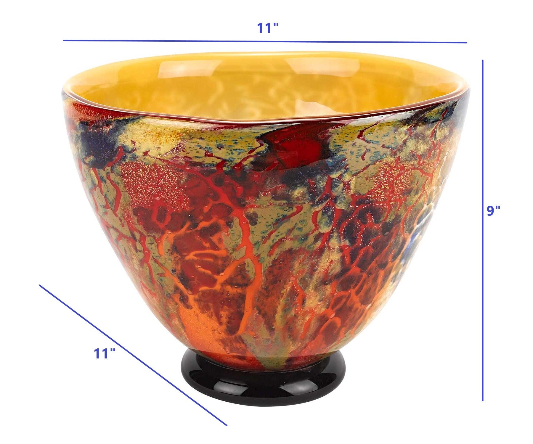 11 Mouth Blown Art Glass Centerpiece Or Punch Bowl-Serving Bowls-DECOROLALA