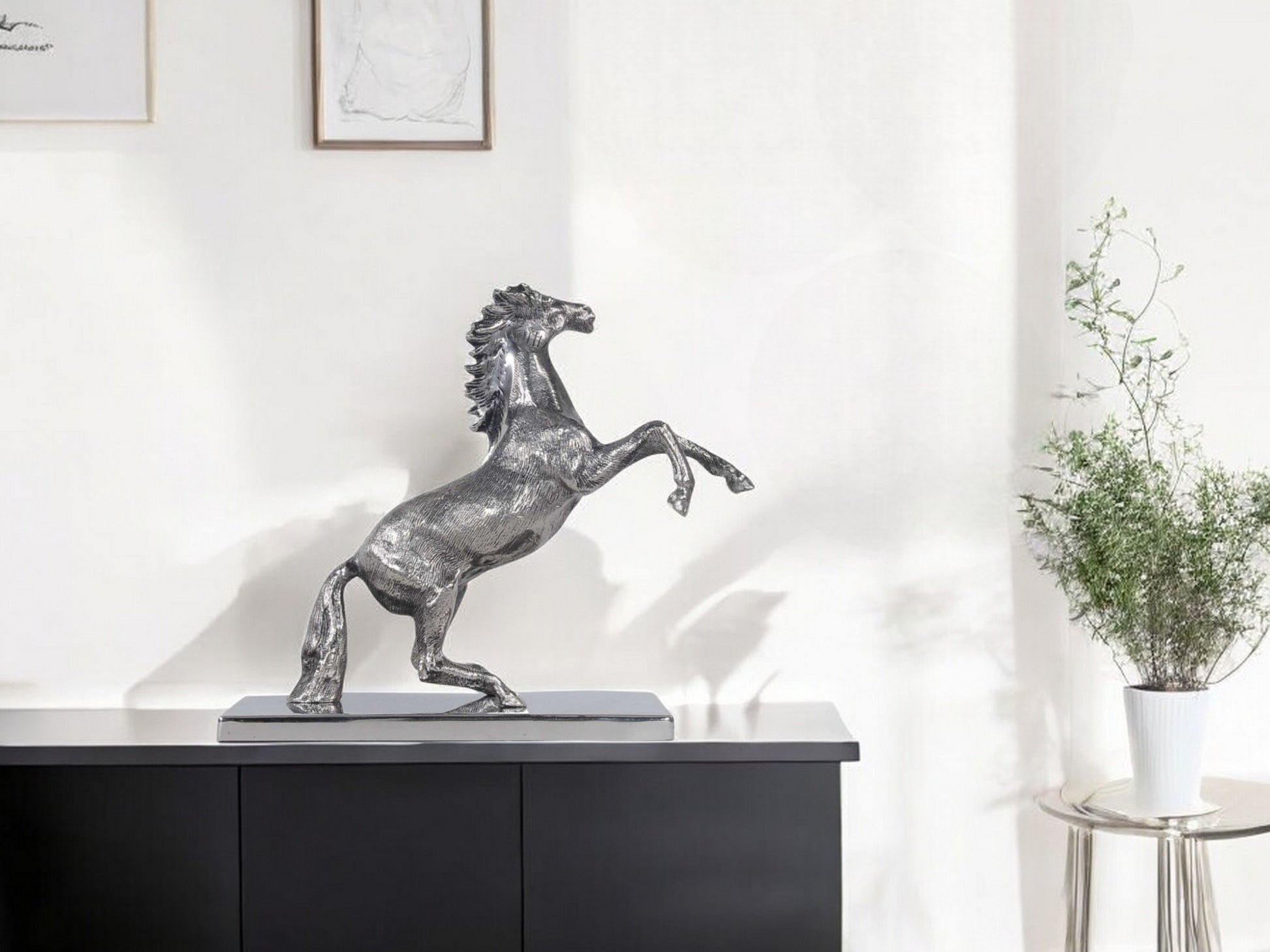 11" Nickel Metal Hand Painted Figurine Tabletop Sculpture-Sculptures-DECOROLALA