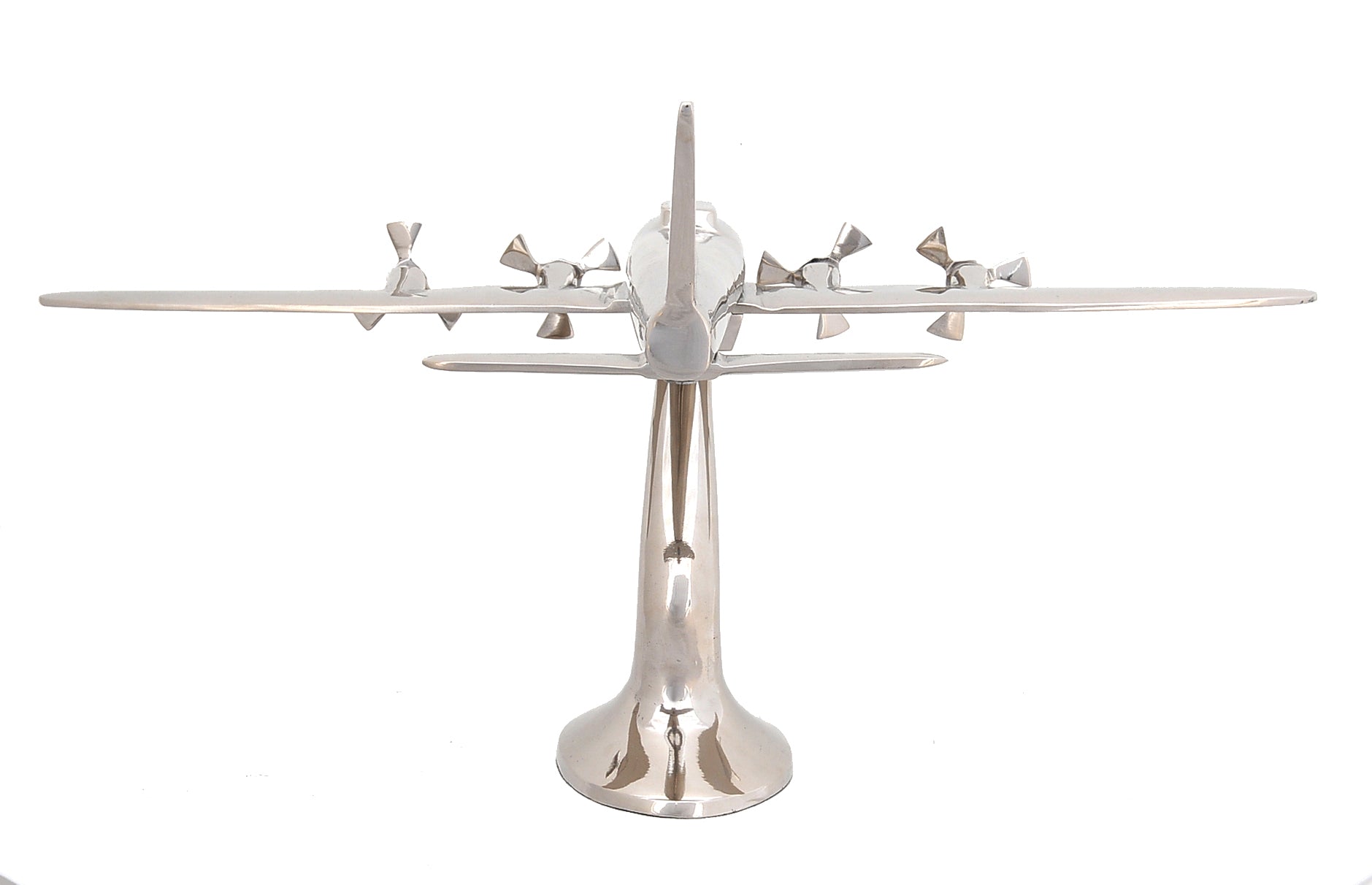 11" Nickel Metal Hand Painted Model Airplane Tabletop Sculpture-Sculptures-DECOROLALA