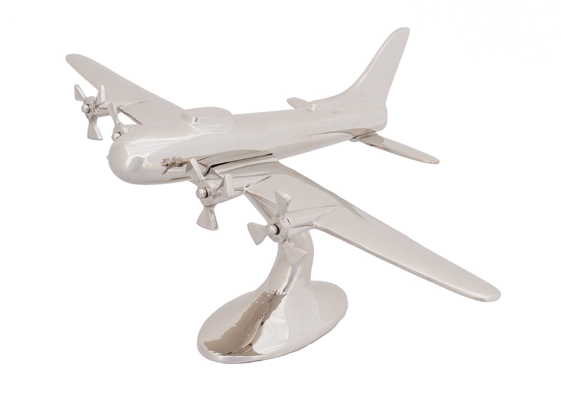 11" Nickel Metal Hand Painted Model Airplane Tabletop Sculpture-Sculptures-DECOROLALA