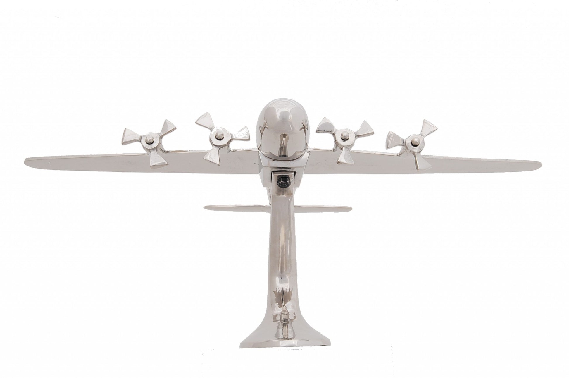 11" Nickel Metal Hand Painted Model Airplane Tabletop Sculpture-Sculptures-DECOROLALA