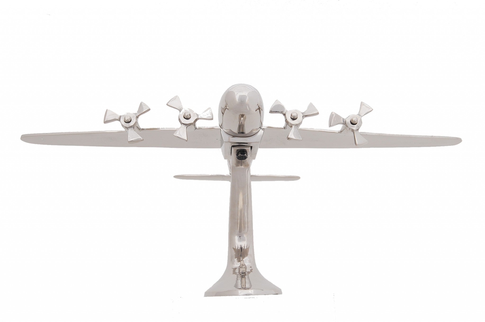 11" Nickel Metal Hand Painted Model Airplane Tabletop Sculpture-Sculptures-DECOROLALA