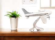 11" Nickel Metal Hand Painted Model Airplane Tabletop Sculpture-Sculptures-DECOROLALA