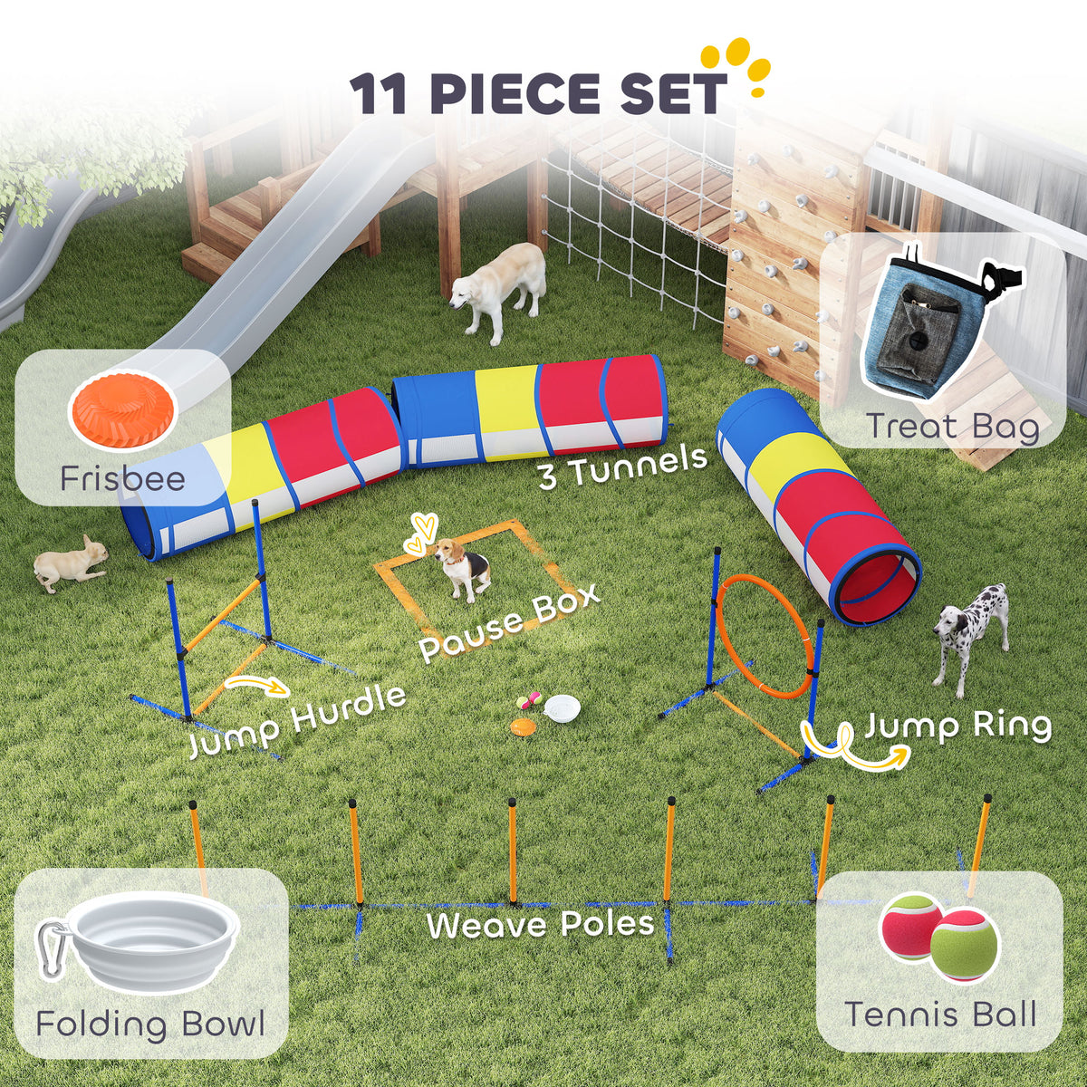 11-Piece Dog Agility Training Equipment Obstacle Course Set-Dogs-DECOROLALA