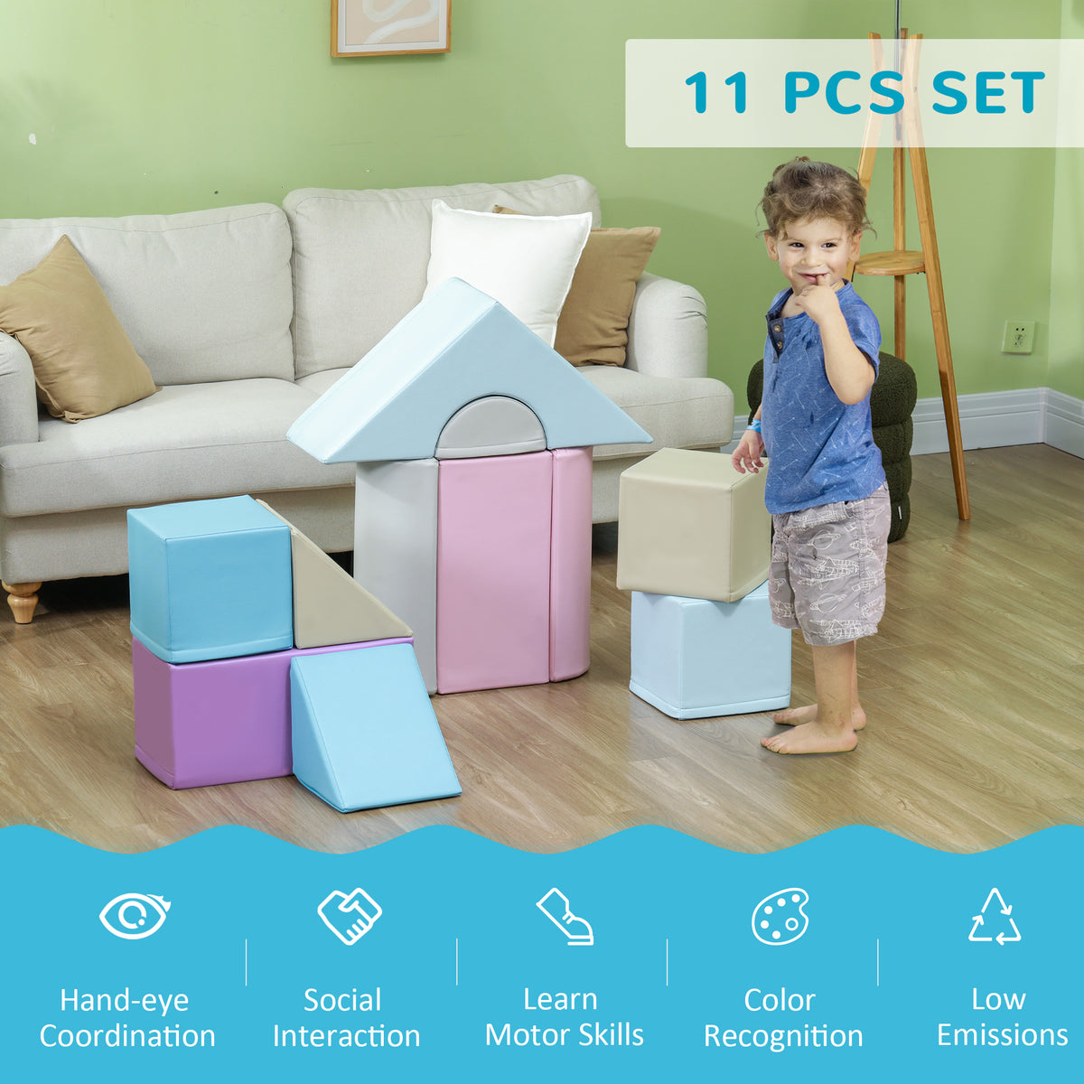 11 Piece Soft Play Blocks Kids Climb and Crawl Gym Toy Foam Building Multicolour-Toys & Games > Baby & Toddler Toys > Kids Gym & Playmats-DECOROLALA
