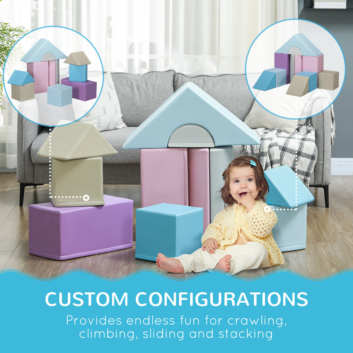 11 Piece Soft Play Blocks Kids Climb and Crawl Gym Toy Foam Building Multicolour-Toys & Games > Baby & Toddler Toys > Kids Gym & Playmats-DECOROLALA