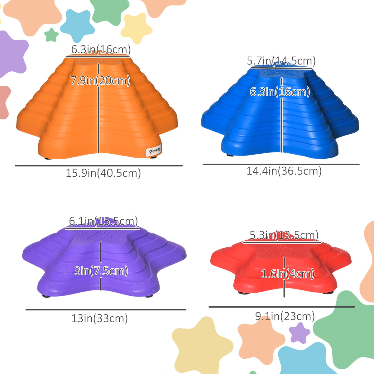 11PCs Larger Size Balance Stepping Stones for Kids with Non-slip Bottom, Stackable Obstacle Course Outdoor Indoor, Play River Rocks with Starfish Style-Toys & Games > Baby & Toddler Toys > Kids Gym & Playmats-DECOROLALA