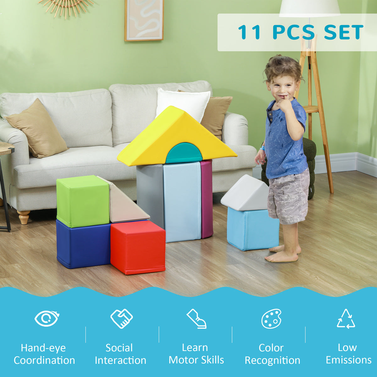 11 Piece Soft Play Blocks Kids Climb and Crawl Gym Toy Foam Building Light Colour-Toys & Games > Baby & Toddler Toys > Kids Gym & Playmats-DECOROLALA