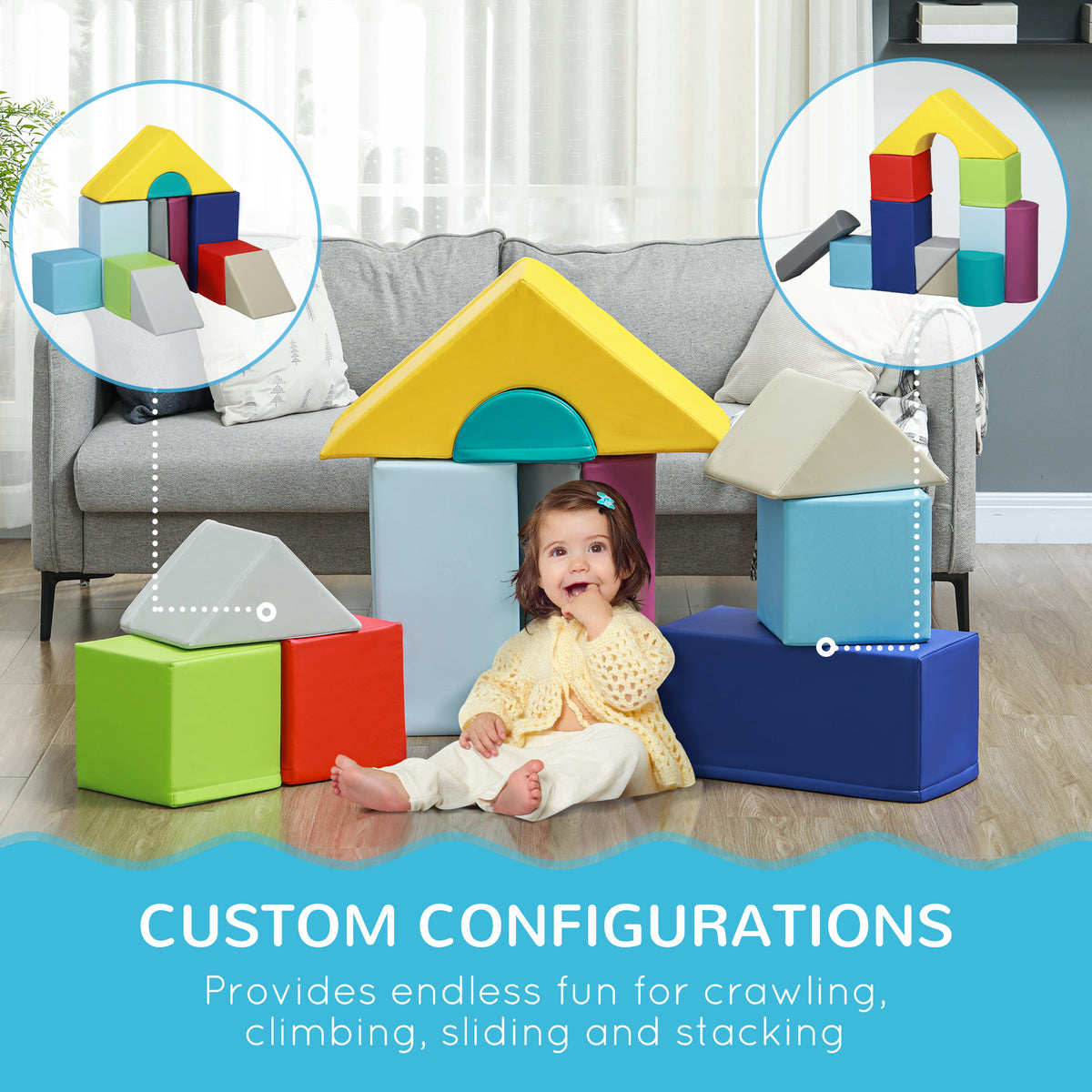 11 Piece Soft Play Blocks Kids Climb and Crawl Gym Toy Foam Building Light Colour-Toys & Games > Baby & Toddler Toys > Kids Gym & Playmats-DECOROLALA
