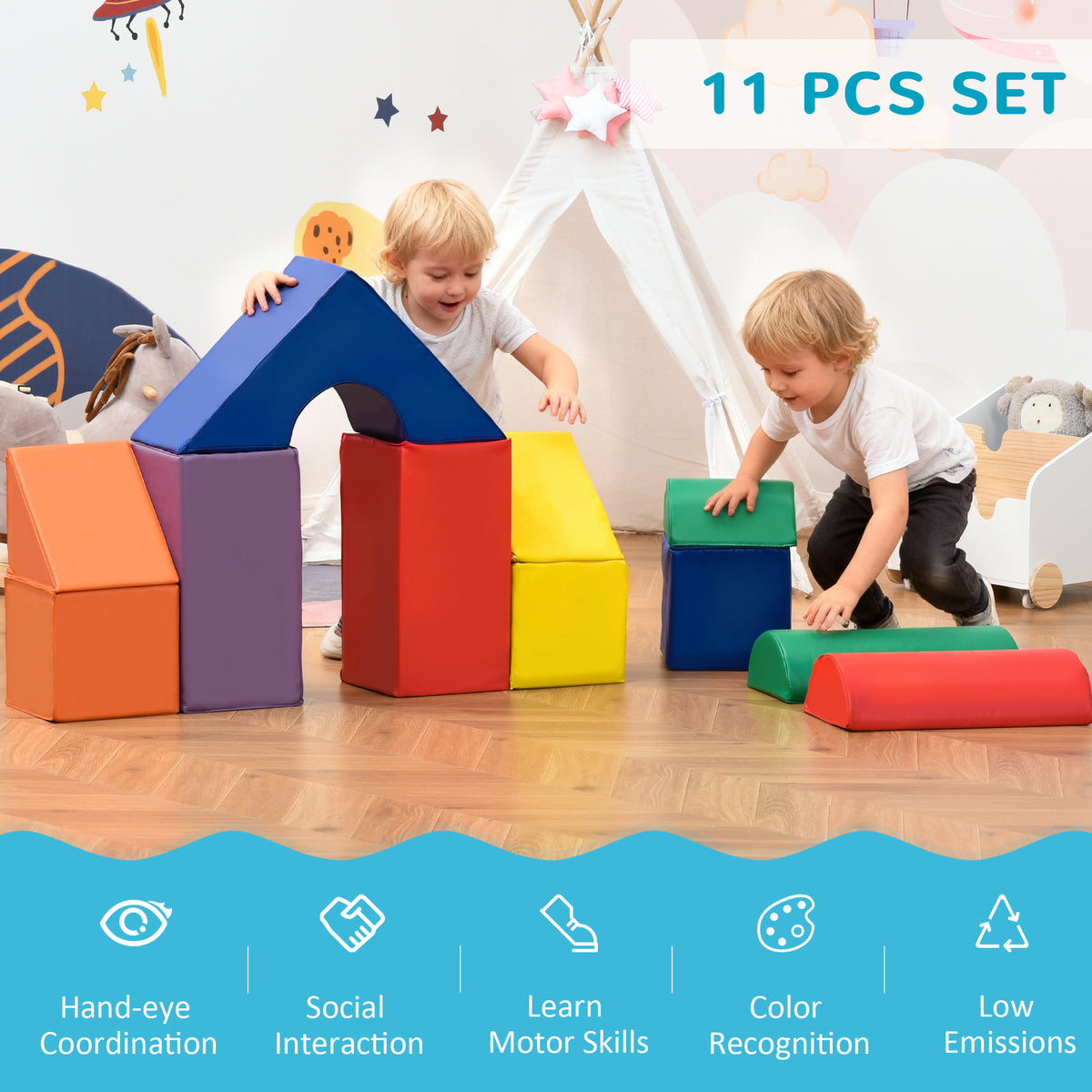 11 Piece Soft Play Blocks Kids Climb and Crawl Gym Toy Foam Building Light Colour-Toys & Games > Baby & Toddler Toys > Kids Gym & Playmats-DECOROLALA