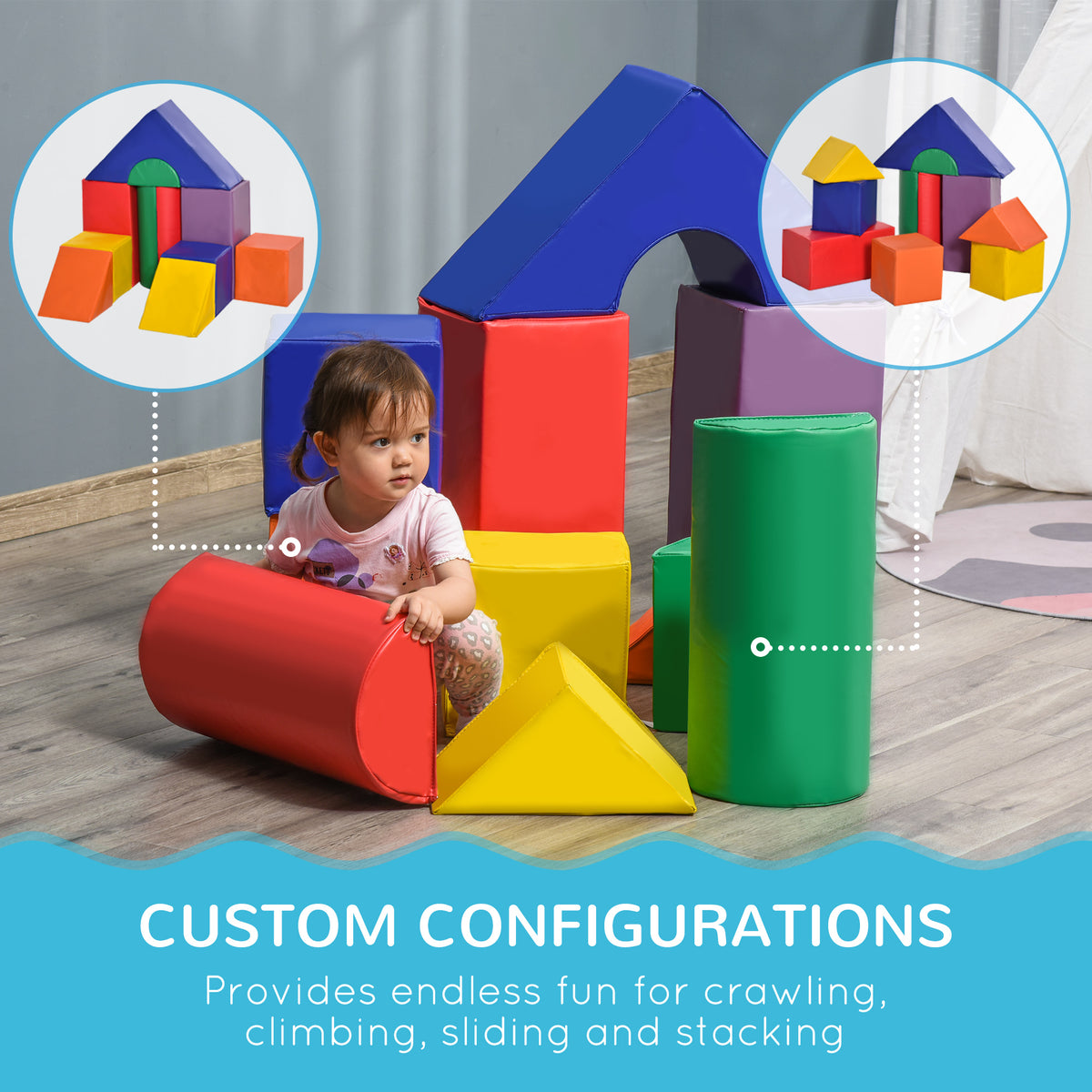 11 Piece Soft Play Blocks Kids Climb and Crawl Gym Toy Foam Building Light Colour-Toys & Games > Baby & Toddler Toys > Kids Gym & Playmats-DECOROLALA