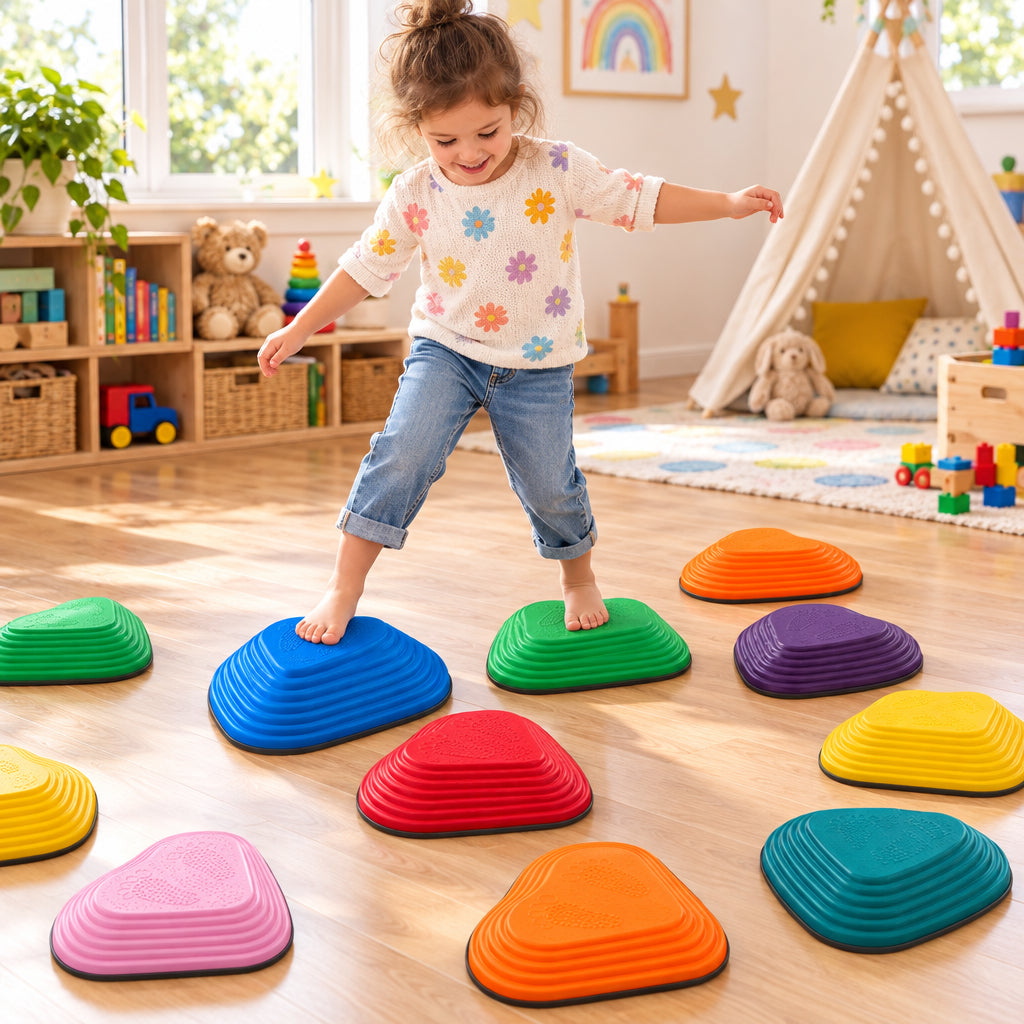 11-Piece Kids Stepping Stones Balance Blocks Set - Multicolor-Sports Toys-DECOROLALA