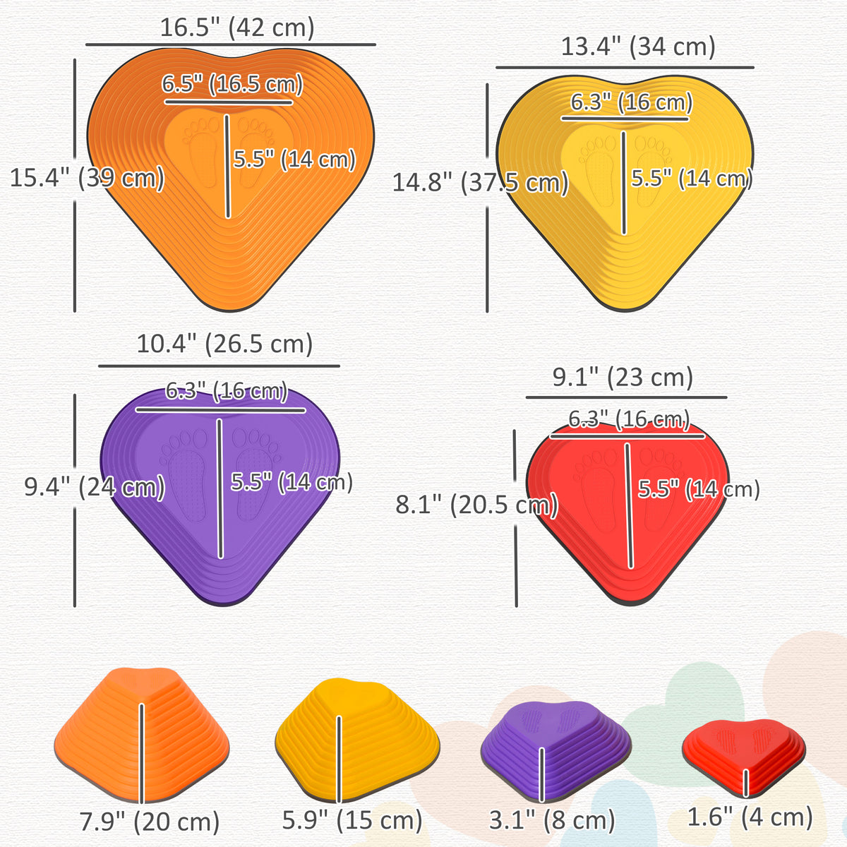11PCs Non-Slip Stackable Kids Stepping Stones, Heart-Shaped-Toys & Games > Baby & Toddler Toys > Kids Gym & Playmats-DECOROLALA