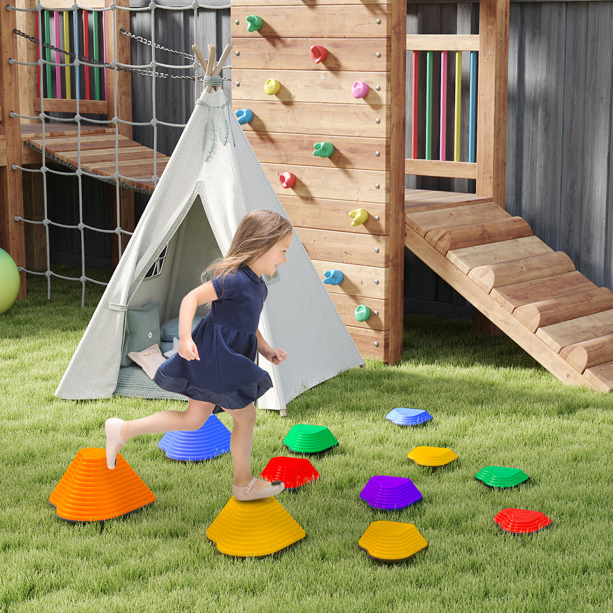 11PCs Non-Slip Stackable Kids Stepping Stones, Heart-Shaped-Toys & Games > Baby & Toddler Toys > Kids Gym & Playmats-DECOROLALA