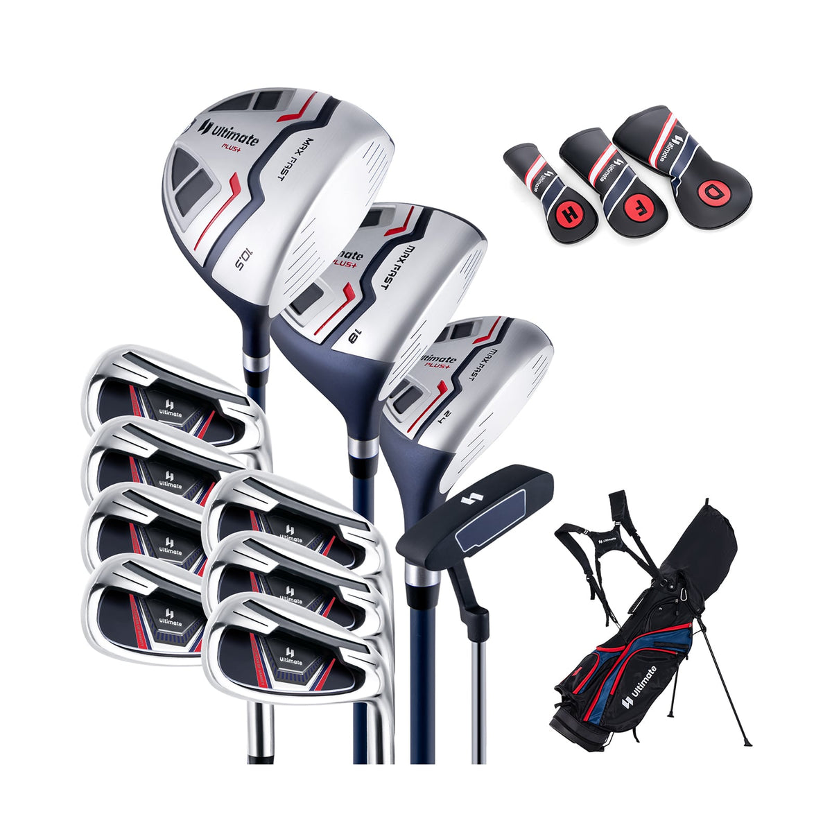11 Pieces Complete Golf Club Package Set-Blue-Golf-DECOROLALA