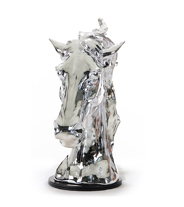 11" Silver Glass Figurine Tabletop Sculpture-Sculptures-DECOROLALA