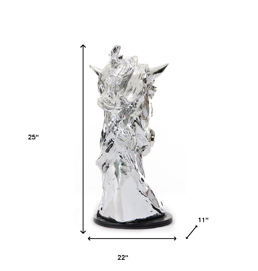 11" Silver Glass Figurine Tabletop Sculpture-Sculptures-DECOROLALA
