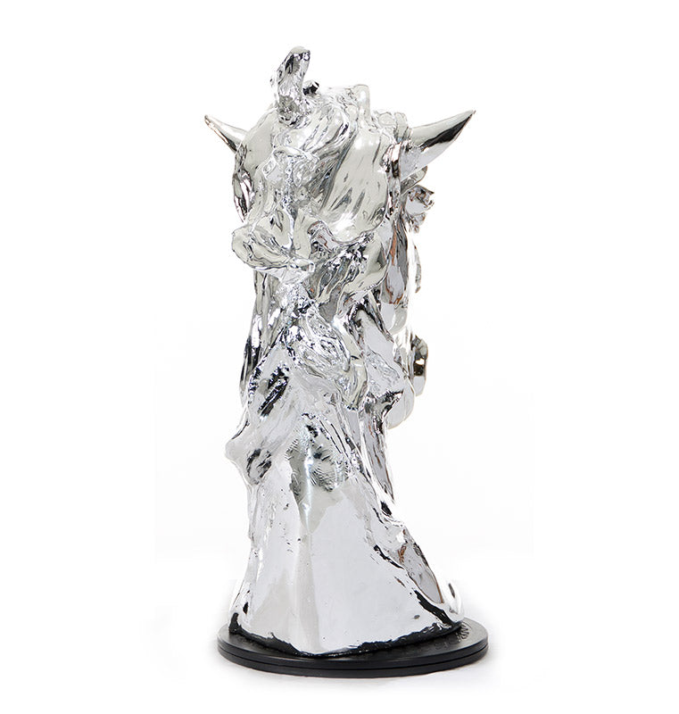11" Silver Glass Figurine Tabletop Sculpture-Sculptures-DECOROLALA