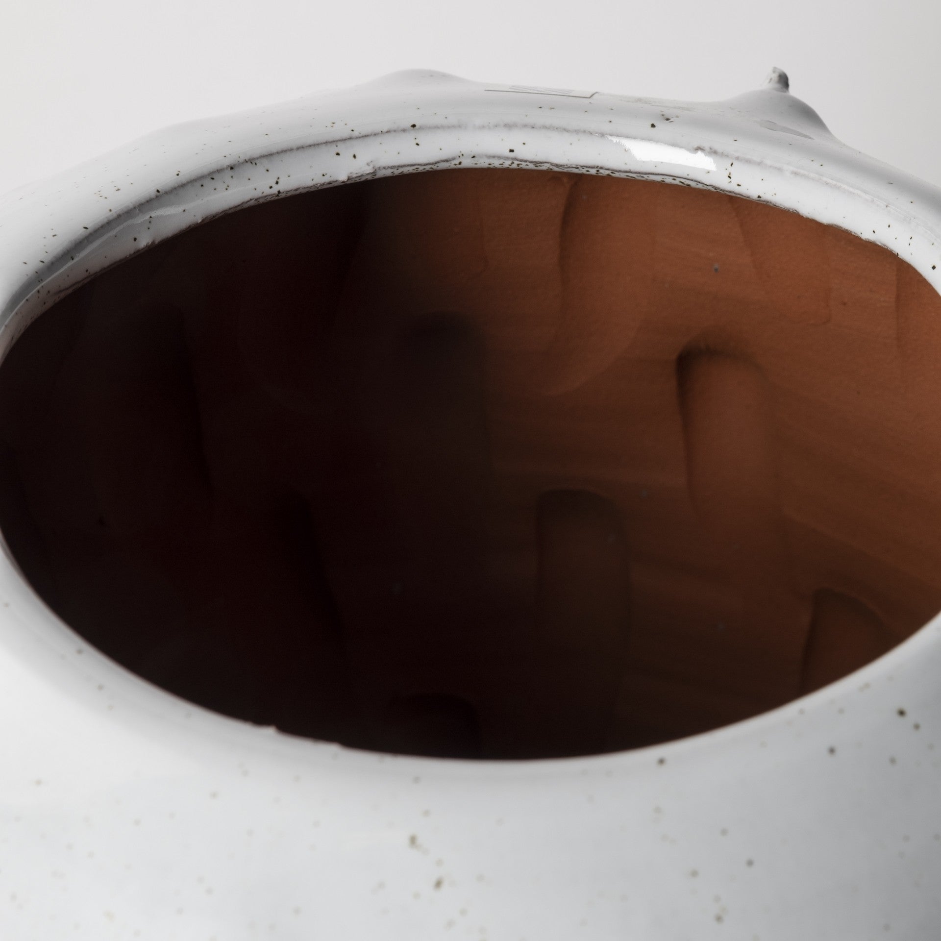 11" White Abstract Cylinder Ceramic Table Vase-Vases-DECOROLALA