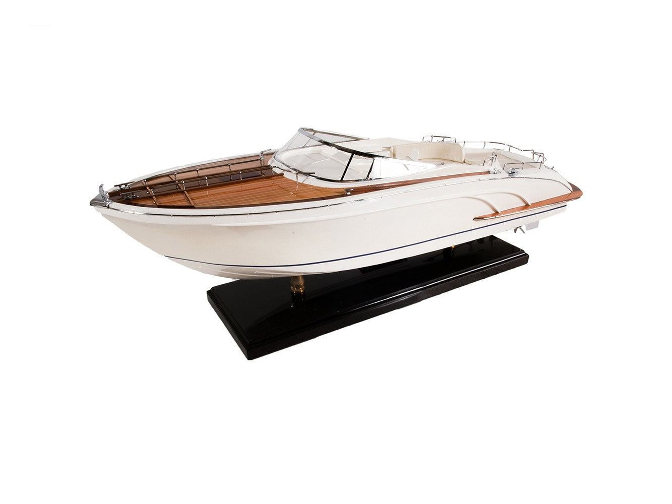 11" White Wood Yacht Model Sculpture-Sculptures-DECOROLALA