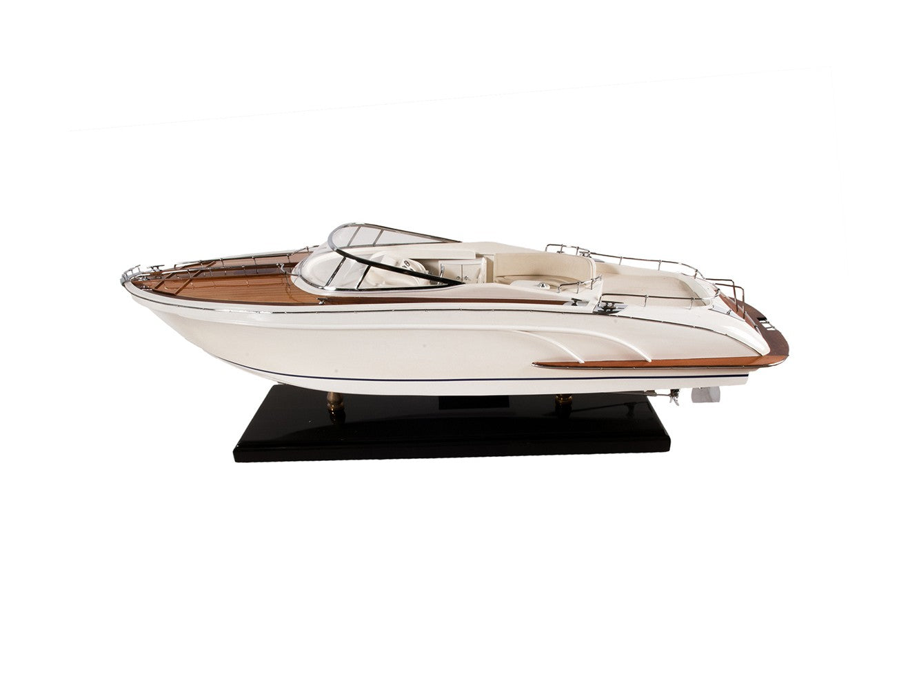 11" White Wood Yacht Model Sculpture-Sculptures-DECOROLALA