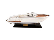 11" White Wood Yacht Model Sculpture-Sculptures-DECOROLALA
