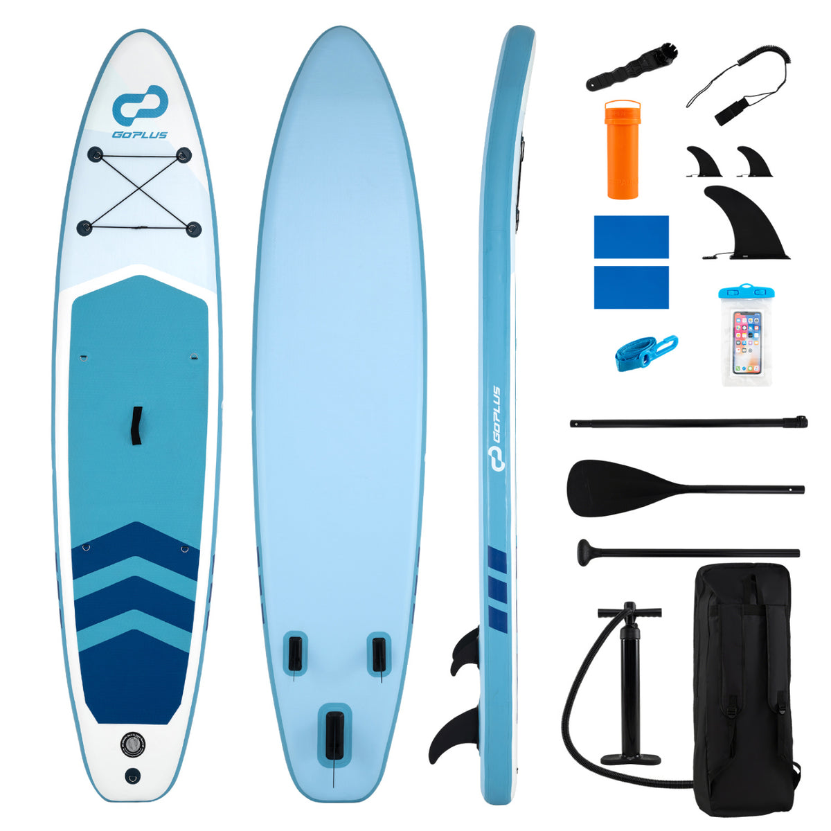 11' Wide Inflatable Stand Up Paddle Board with Backpack for All Skill Levels-Dark Blue-Surfing-DECOROLALA