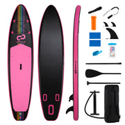 11' Wide Inflatable Stand Up Paddle Board with Backpack for All Skill Levels-Pink-Surfing-DECOROLALA