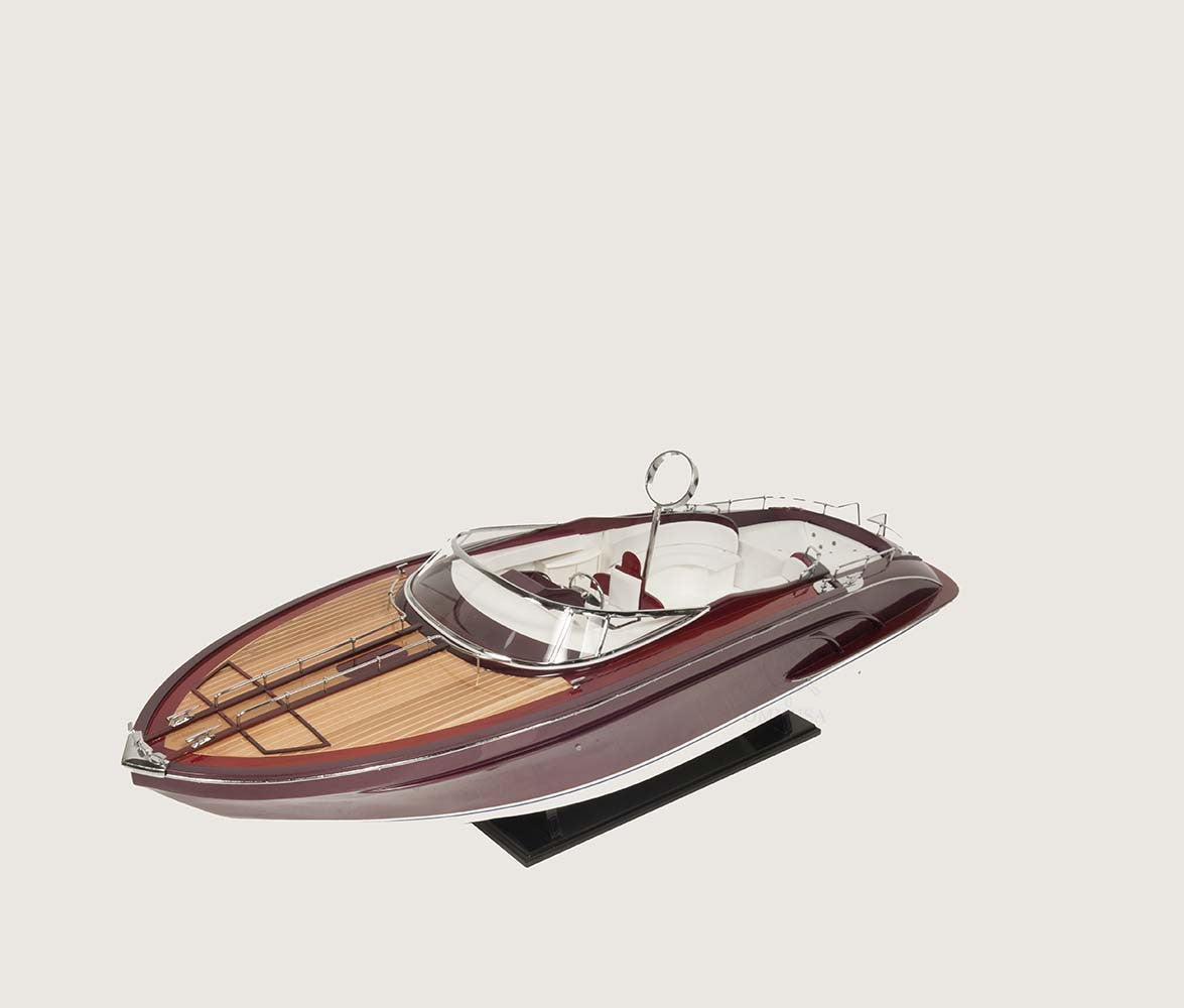 11" Wooden Wood Boat Sculpture and Wine Holder with LED Lights-Sculptures-DECOROLALA